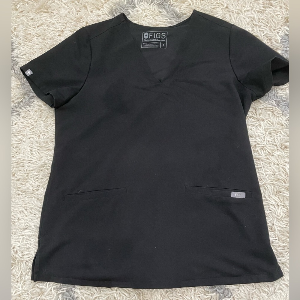 Figs Casma scrub top - black